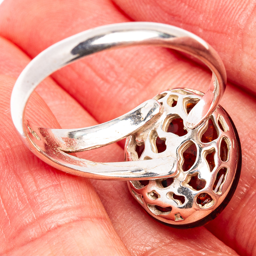 Baltic Amber Ring Size 7 Adjustable (.925 Sterling Silver)