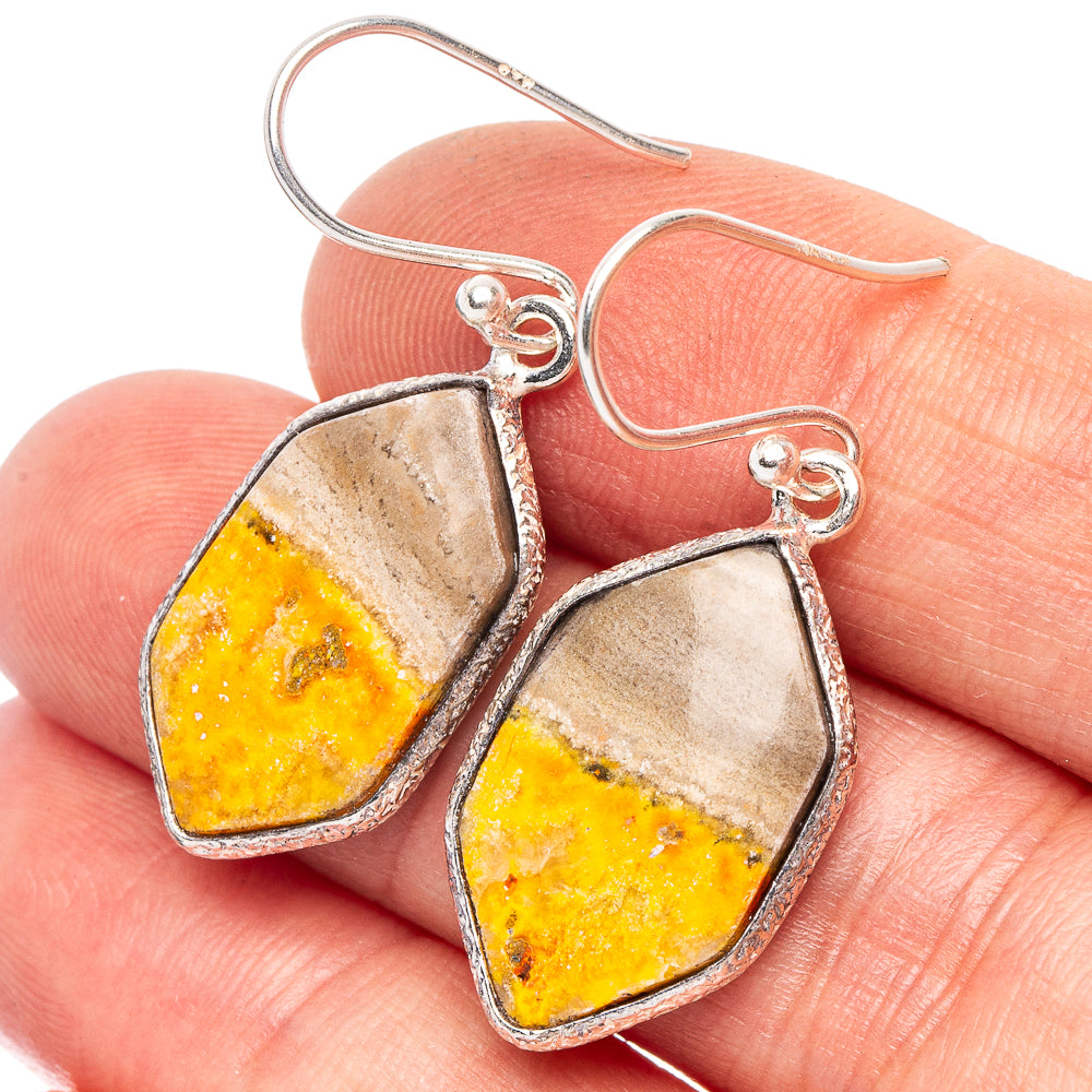 Bumble Bee Jasper Earrings 1 3/8" (925 Sterling Silver) E2291