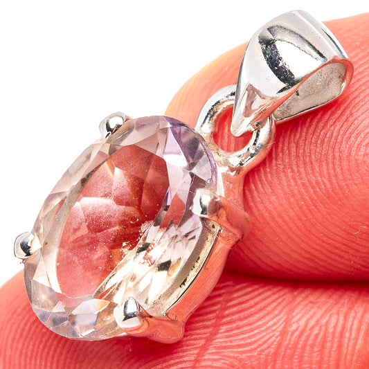 Sterling silver pendant with faceted ametrine gemstone and bail, close-up