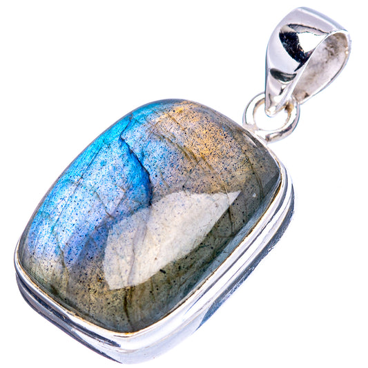 Labradorite pendant .925 sterling silver with oval bezel and multicolor stone