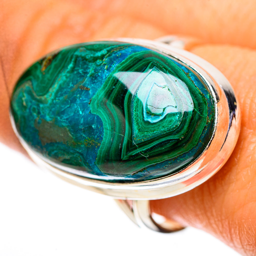 Large Malachite In Chrysocolla Ring Size 9.75 (925 Sterling Silver) RING138655