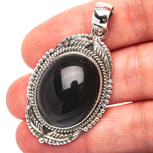 Premium Southwestern Style Rainbow Obsidian Pendant 1 7/8" (.925 Sterling Silver)