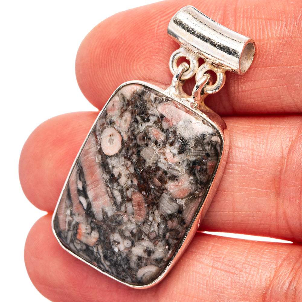Crinoid Fossil Pendant 1 1/2" (.925 Sterling Silver)