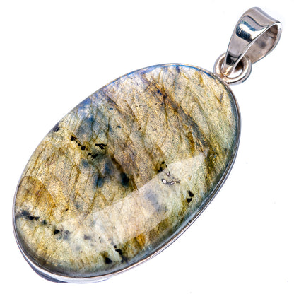 Premium Labradorite Pendant 1 7/8" (.925 Sterling Silver)