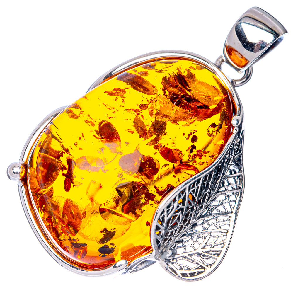 Ana Silver Co Baltic Amber Pendant 1 3/4" (925 Sterlnig Silver)