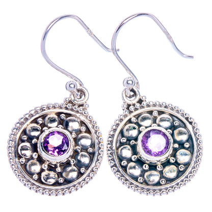 Faceted Amethyst Earrings 1 1/4" (925 Sterling Silver) E1010