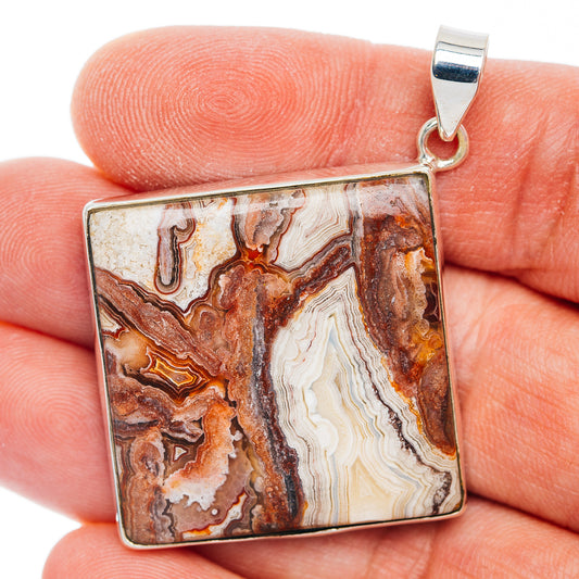 Premium Crazy Lace Agate Pendant 2 1/8" (.925 Sterling Silver)