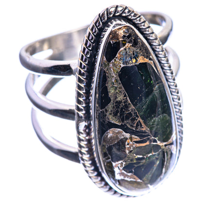Copper Black Onyx 925 Sterling Silver Ring Size 7