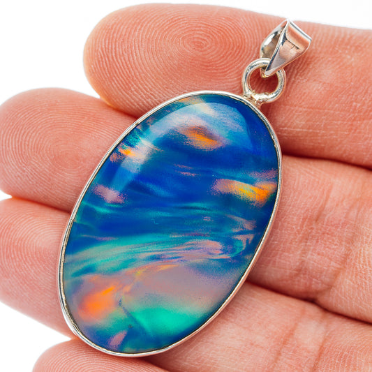 Aurora Opal Pendant 1 7/8" (.925 Sterling Silver)
