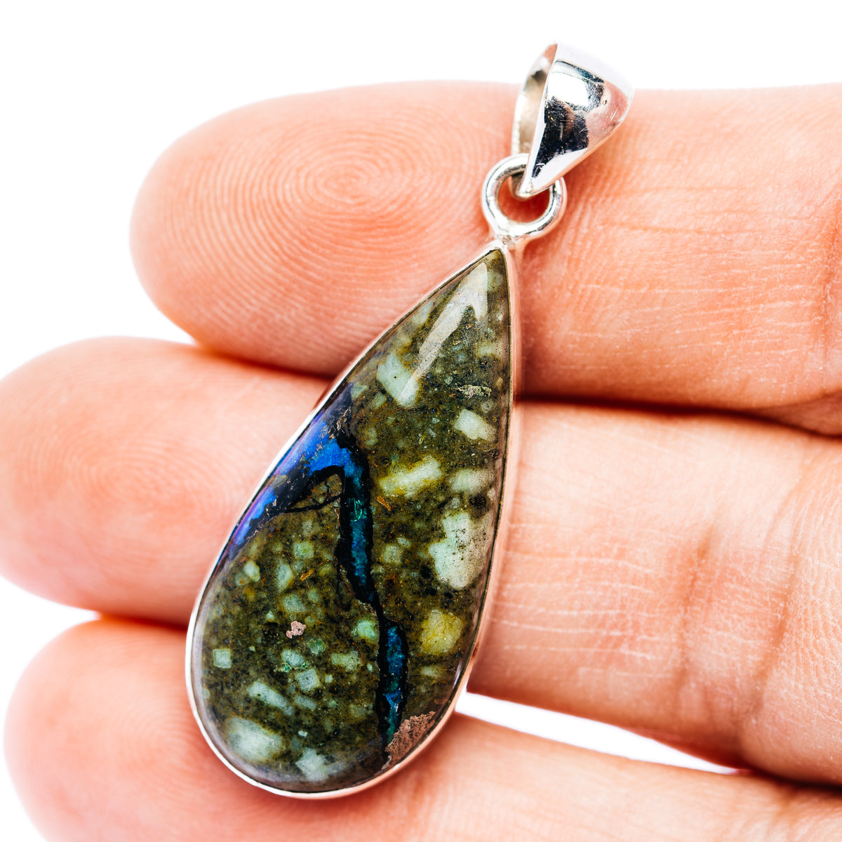 Premium Azurite Pendant 1 3/4" (.925 Sterling Silver)