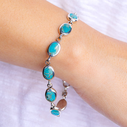 Mohave Turquoise Bracelet 7 3/4" (.925 Sterling Silver)