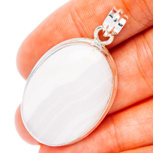 White Scolecite Pendant 1 5/8" (.925 Sterling Silver)
