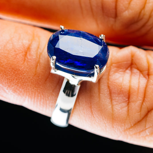 8.29ct Faceted Kyanite Ring Size 6 Adjustable (.925 Sterling Silver)
