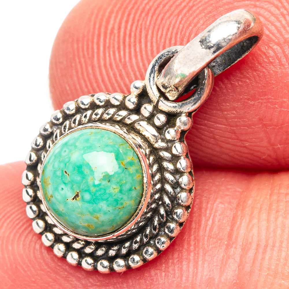 Dainty Mojave Turquoise Pendant 7/8" (.925 Sterling Silver)