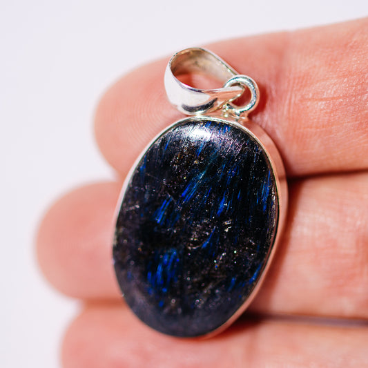 Arfvedsonite Pendant 1 1/2" (.925 Sterling Silver)
