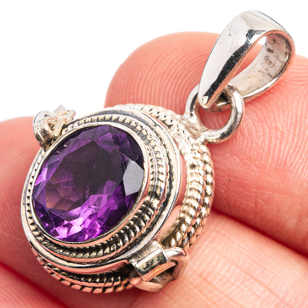 Poison Faceted Brazilian Amethyst Pendant 1 1/8" (925 Sterling Silver) P39020