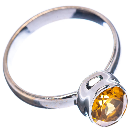 Citrine gemstone ring in .925 sterling silver, size 8, rounded bezel and polished band