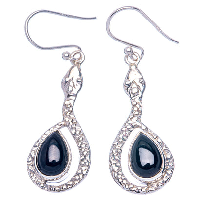 Value Black Onyx Snake Earrings 1 5/8" (925 Sterling Silver) E1315