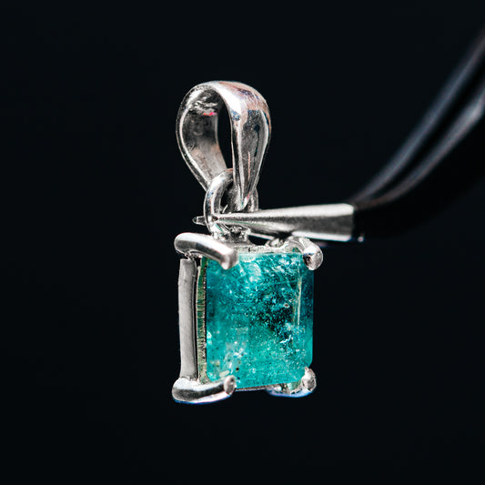 Premium Faceted Zambian Emerald Pendant 5/8" (.925 Sterling Silver)