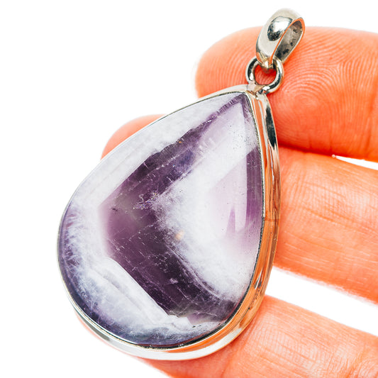 Chevron Amethyst Pendant 1 7/8" (German Silver)