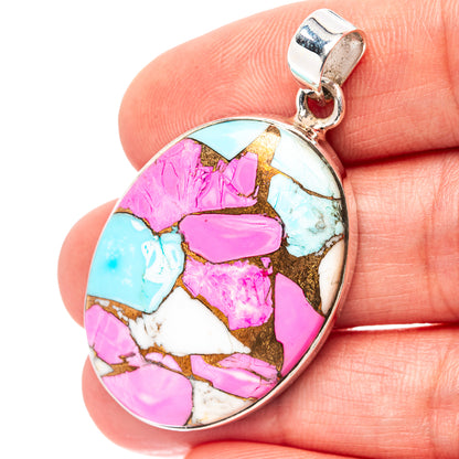 Premium Cotton Candy Dahlia Turquoise Pendant 1 3/4" (.925 Sterling Silver)