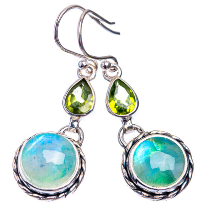 Green Moonstone, Peridot Earrings 1 1/2" (925 Sterling Silver) E432373