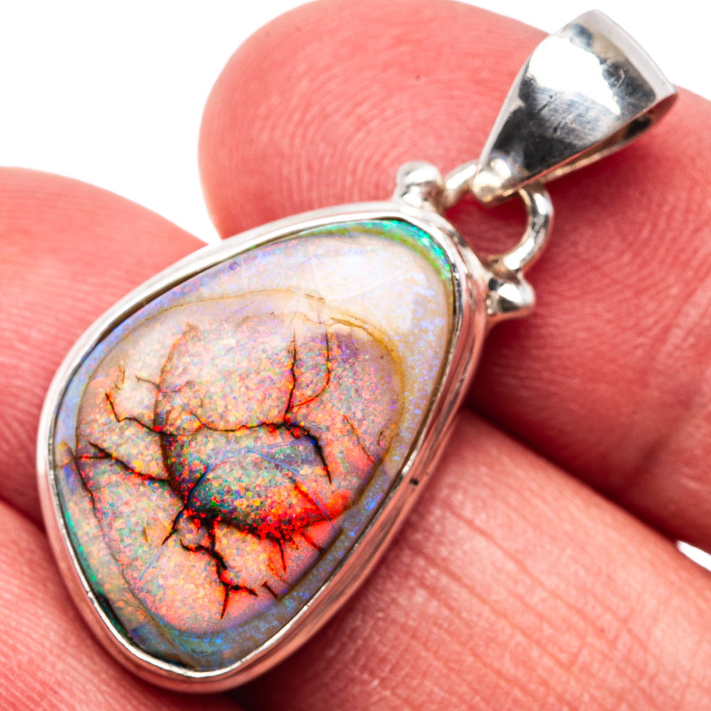 Sterling Opal Pendant 1 1/4" (.925 Sterling Silver)