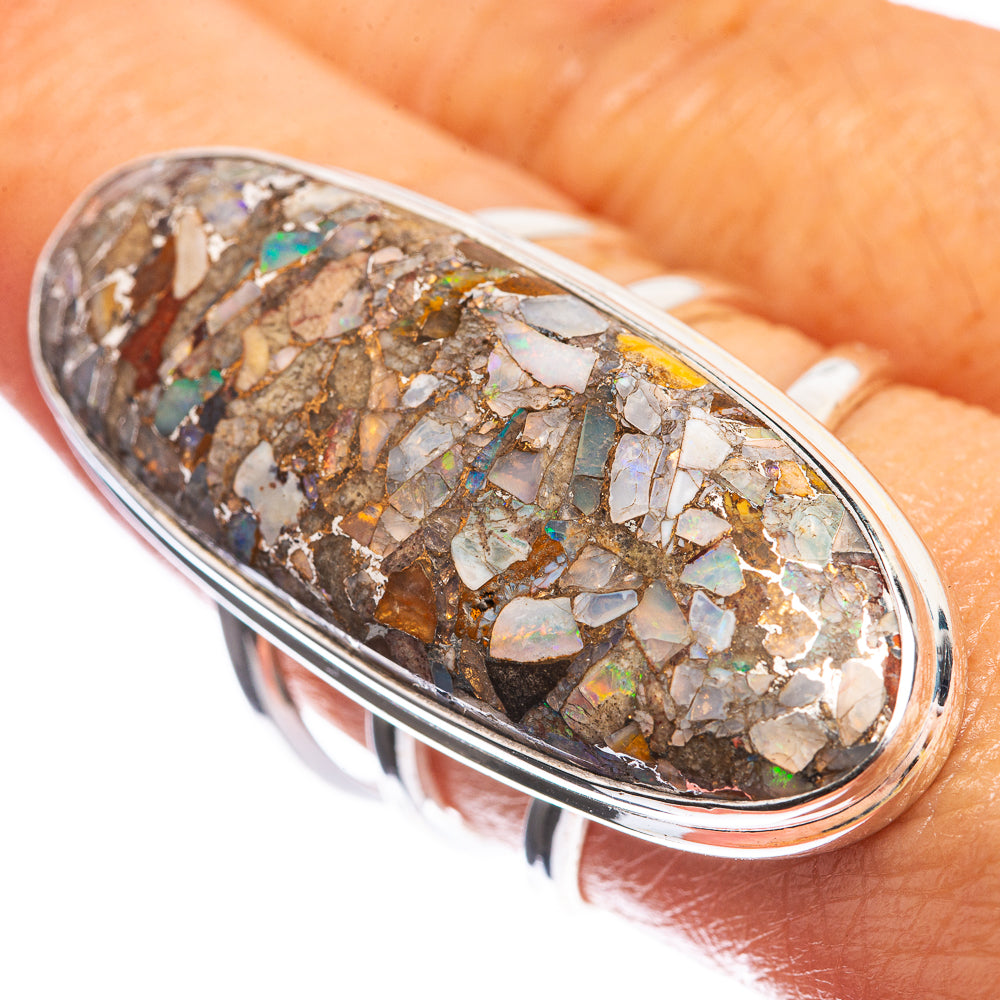 Large Brecciated Ethiopian Opal 925 Sterling Silver Ring Size 9