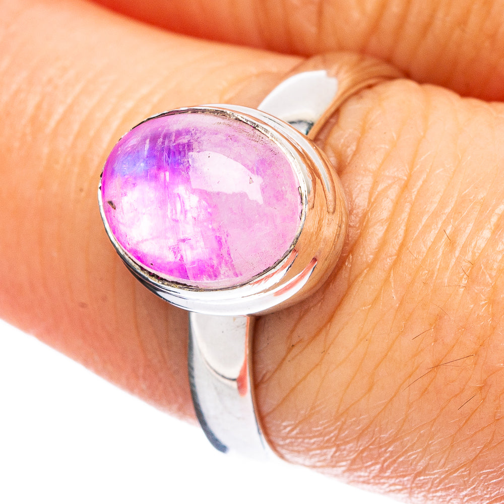 Pink Moonstone Ring Size 8 (925 Sterling Silver) R3728