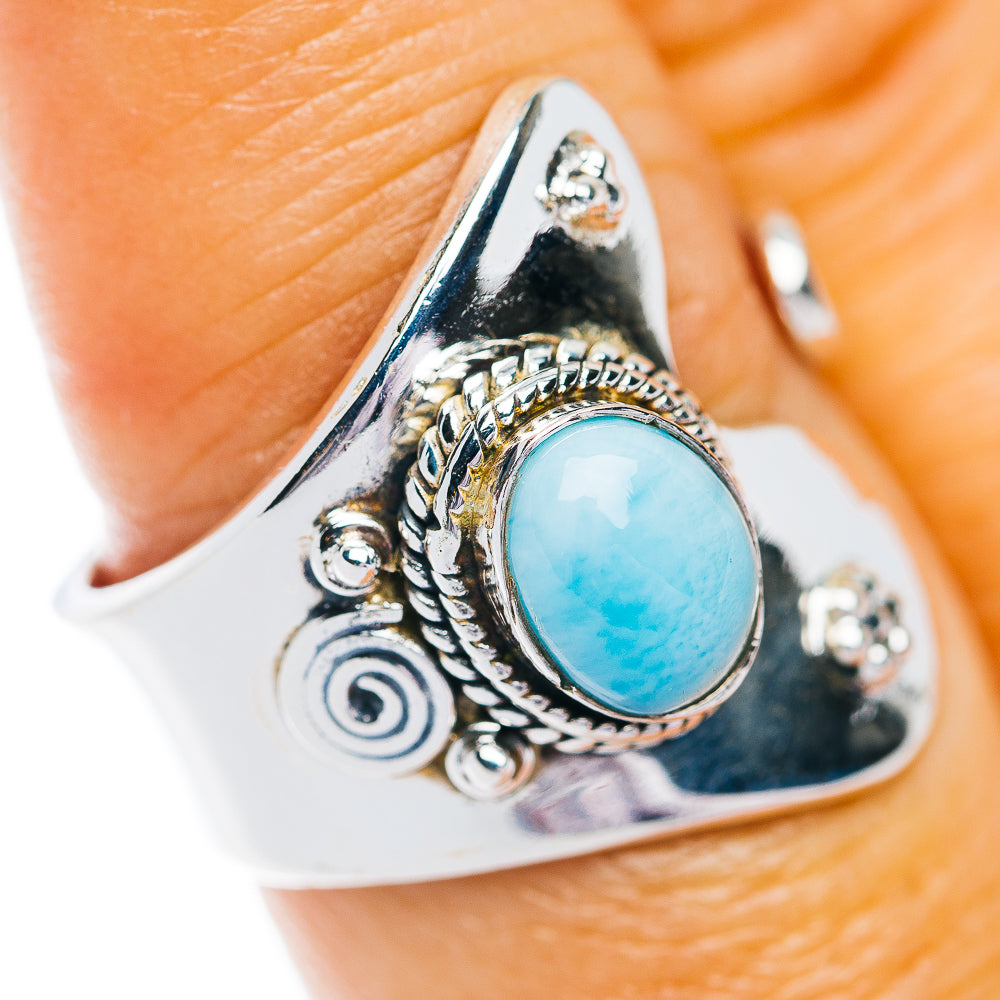 Larimar Ring Size 6 Adjustable (.925 Sterling Silver)