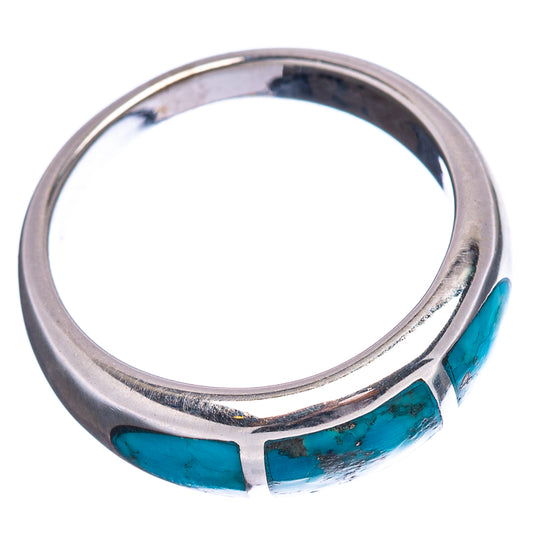 Sterling silver turquoise inlay ring, curved band with open bezel setting
