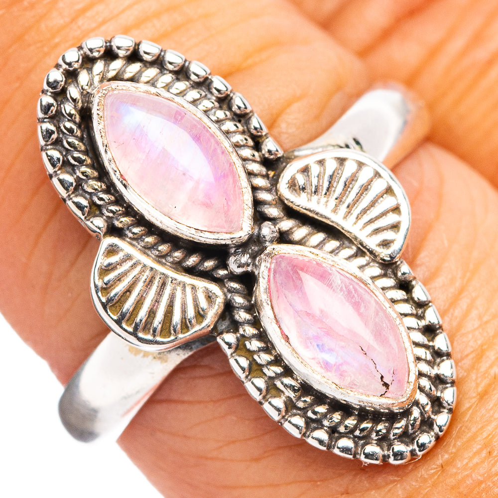 Pink Moonstone Ring Size 8 (.925 Sterling Silver)