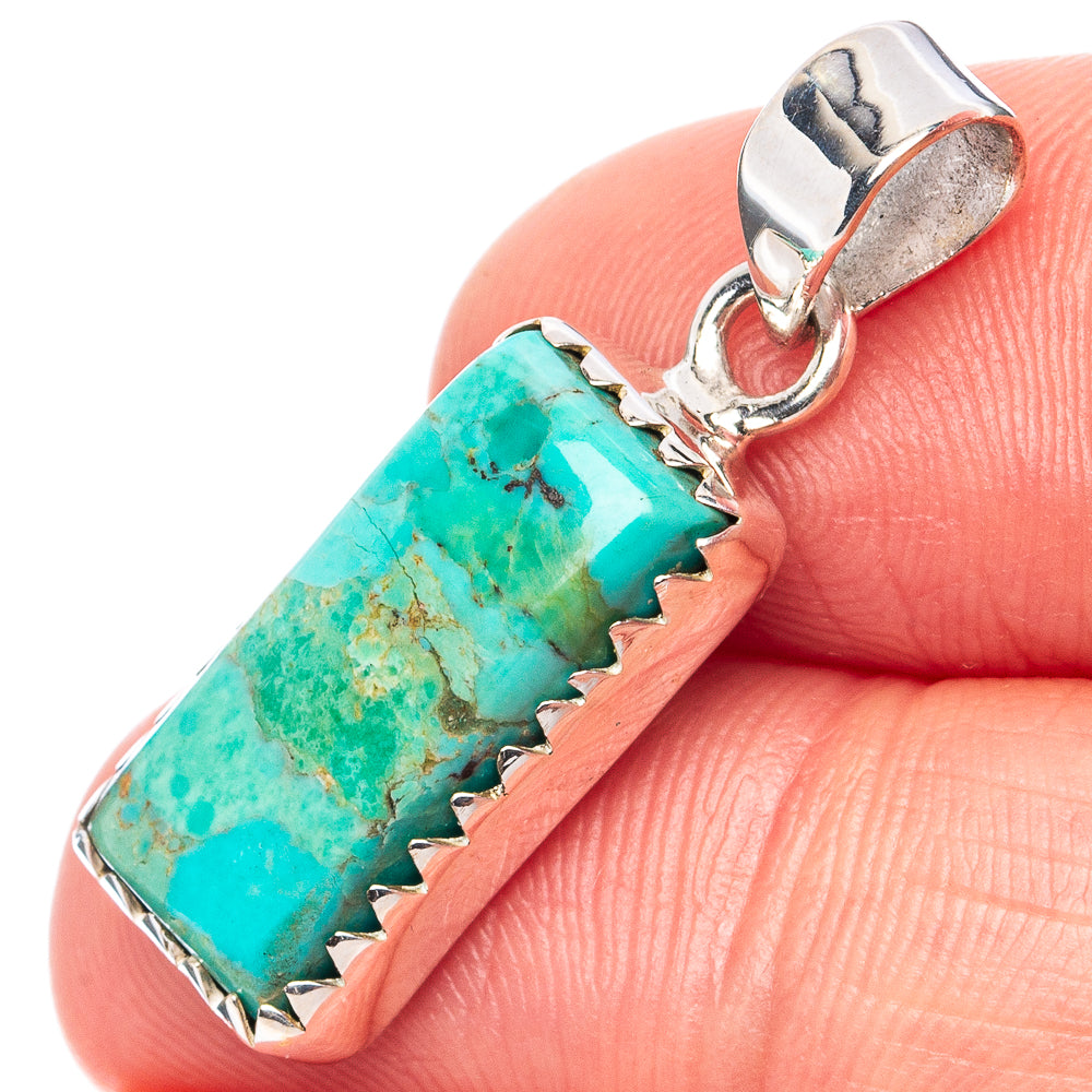 Rare Kingman Turquoise Pendant 1 1/4" (.925 Sterling Silver)