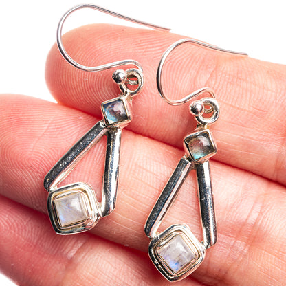 Rainbow Moonstone, Labradorite Dainty Earrings 1 1/2" (925 Sterling Silver) E432492