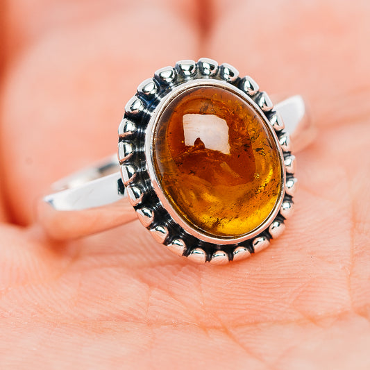 Premium Orange Tourmaline Ring Size 8 (.925 Sterling Silver)