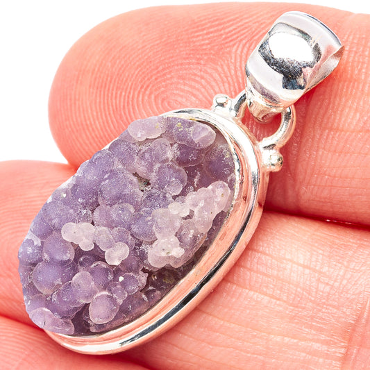 Sterling silver agate pendant with oval purple druzy stone and bail