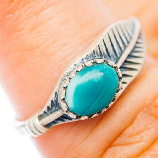 Mojave Turquoise Feather Ring Size 6 (.925 Sterling Silver)