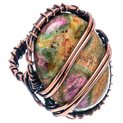 Ruby Fuchsite Wire Wrap Ring Size 5.25 (Oxidized Copper)
