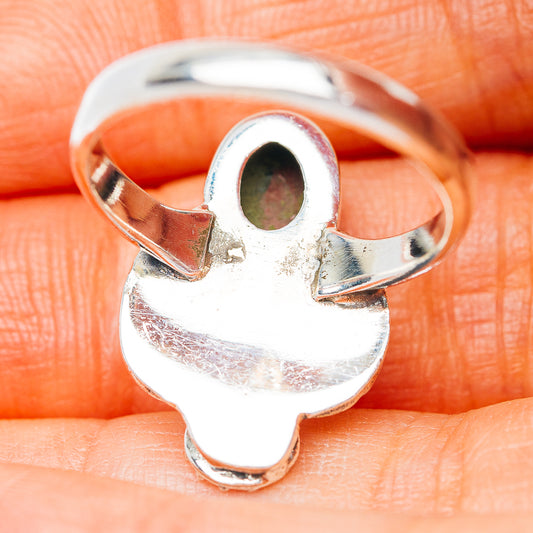 Southwestern Style Red Dahlia Turquoise Ring Size 7 (.925 Sterling Silver)