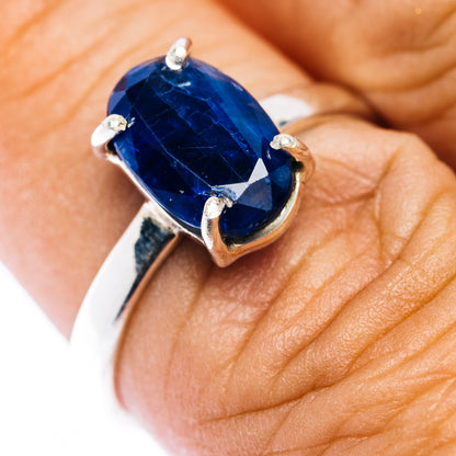 Faceted Sapphire Blue Kyanite Ring Size 7.75 (.925 Sterling Silver)