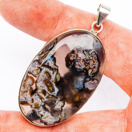 Premium Flower Agate Pendant 2 1/8" (.925 Sterling Silver)