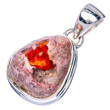 Rare Mexican Fire Opal Pendant 1" (925 Sterling Silver) P40631