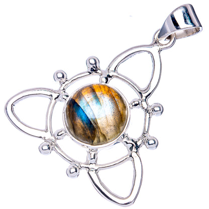 Premium Labradorite Pendant 1 3/8" (925 Sterling Silver) P41839
