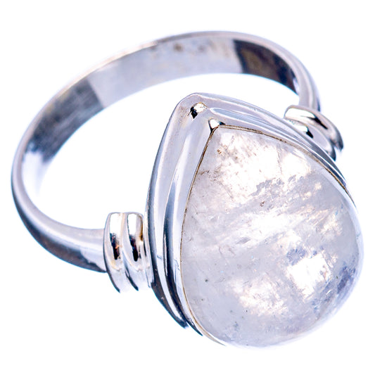 Oval moonstone ring with mirrored sterling silver band and blue-white cabochon