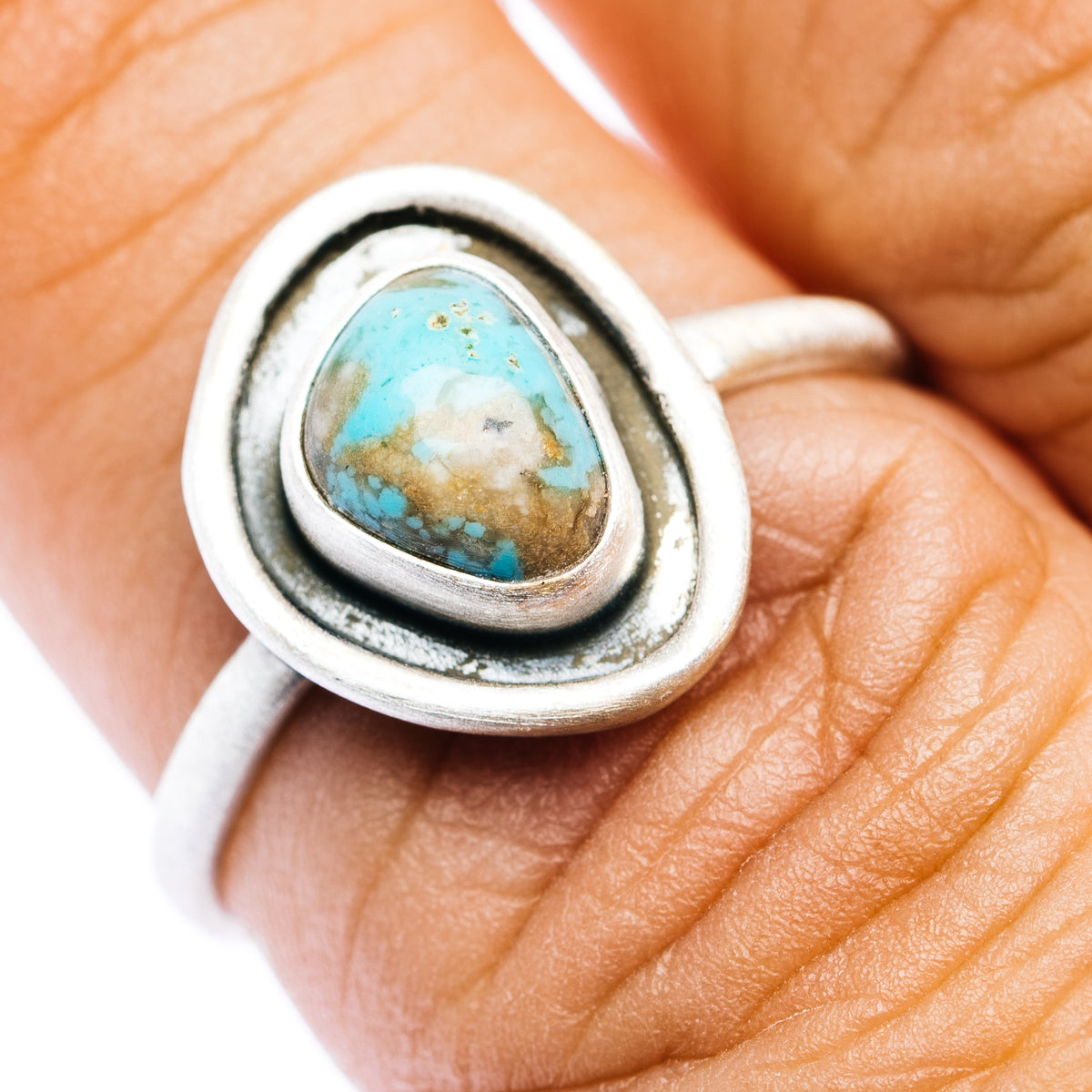 Southwestern Style Royston Turquoise Ring Size 8 (.925 Sterling Silver)