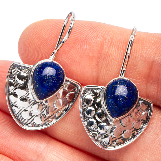 Lapis Lazuli 925 Sterling Silver Premium Earrings 1 1/4" (925 Sterling Silver) E2246