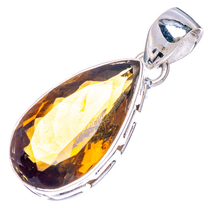 Mandarin Citrine Pendant 1 1/4" (925 Sterling Silver) P40615