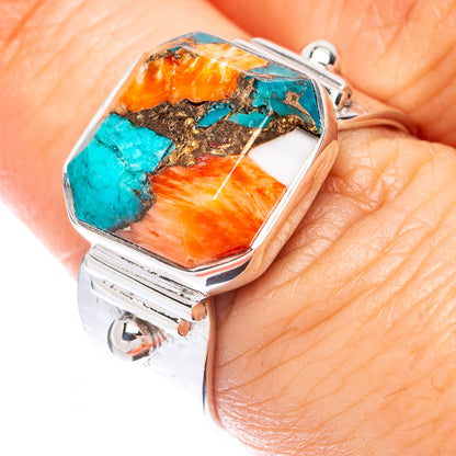 Premium Spiny Oyster Turquoise Ring Size 7.75 (925 Sterling Silver) R1826