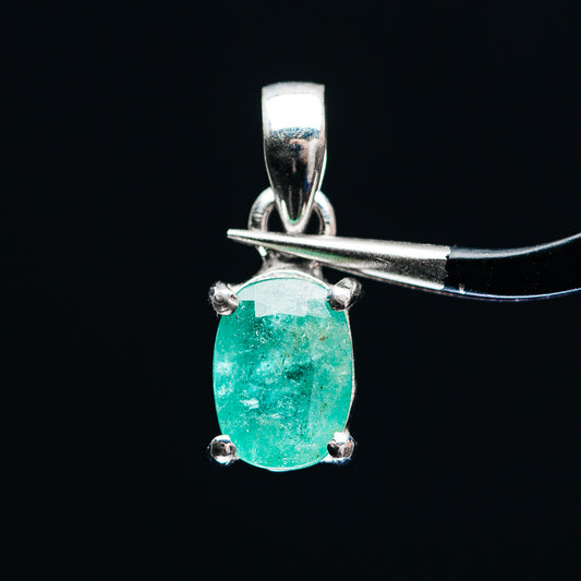 Premium Faceted Zambian Emerald Pendant 3/4" (.925 Sterling Silver)