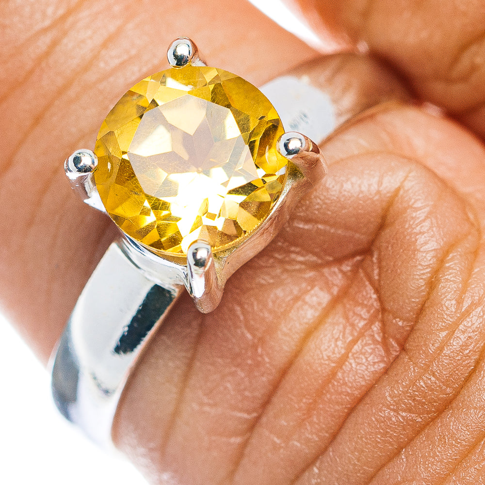 Faceted Citrine Ring Size 8.25 (.925 Sterling Silver)